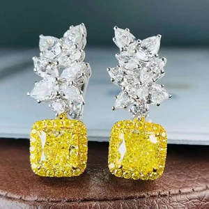Pendientes de Plata de Ley 925 con Diamantes Amarillos Cultivados en Laboratorio, Corte Brillante, Diseño Elegante para Mujer, Regalo de Boda, Uso Diario - Product Image 4