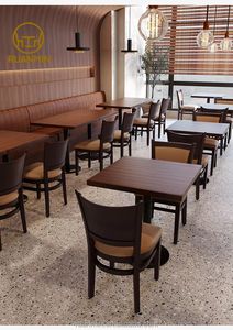 Sillas de <span class=keywords><strong>restaurante</strong></span> sencillas, juego de <span class=keywords><strong>restaurante</strong></span> occidental comercial clásico, mesa de comedor y silla de madera maciza, muebles de <span class=keywords><strong>restaurante</strong></span> de café - Product Image 6