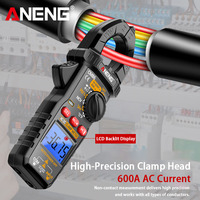 Meteran Klem Digital Kelas Industri untuk Teknisi Listrik, Multimeter Presisi Tinggi, Pengukur Resistansi, Arus DC 600A, Layar LCD 29mm