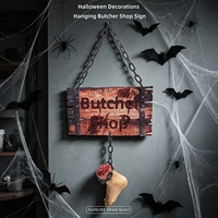 MCT Halloween Butcher Shop Horror-Thriller Style Rectangular Indoor Hang Tag Blood Footprint Hanging Ornaments Party Decorations