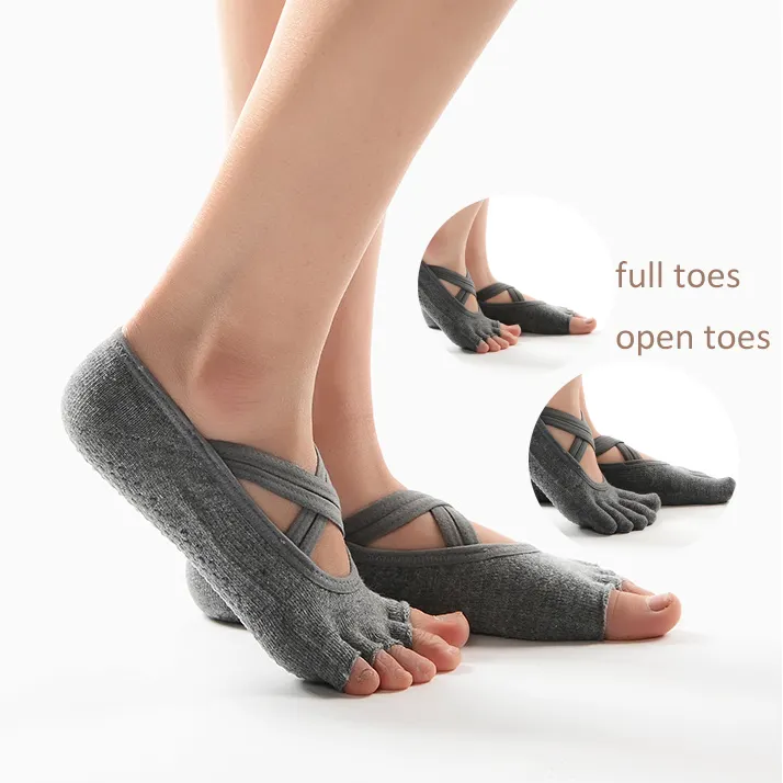 Ladymate ODM/OEM Calcetines de Yoga Women Five Toe Yoga Socks Breathable Open Toe Non-slip Pilates Fitness and Dance yoga Socks