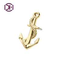 14Kt Jaune Or Sans Fil Ancre Top Labret CZ Haute Polonais Piercing Bijoux Petit Cartilage Stud Langue Nez Accessoire