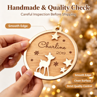 Ornements de Noël personnalisés en acrylique miroir et bois en forme de cerf – Décorations élégantes pour sapin de Noël, fête, maison, cadeau – Durables
