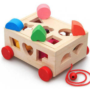 Personalizzato bambino in legno 15 fori blocchi di assemblaggio geometrico <span class=keywords><strong>trattore</strong></span> forma educativa giocattoli regalo abbinati per i bambini - Product Image 6