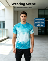 T-shirt d'entraînement pour homme en polyester 180 g/m² imprimé par transfert thermique, anti-plis, séchage rapide, respirant, à rayures, pour tenue d'équipe de gym