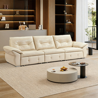 Sofá Cama de Cuero Multifuncional Moderno KMJ, Sofá Reclinable de 3 Plazas, Sofá Eléctrico