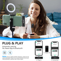 Microphone Lavalier Sans Fil Double Canal BOYA WMic5 pour Enregistrement sur iPhone, Appareil Photo, Vlog et Diffusion en Direct (Compatible Shure)