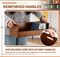 Boîte de rangement en bois pour DVD et CD, support de présentation pour cassettes, étagère organisatrice avec poignée de transport