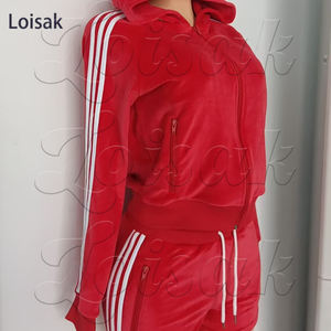 Completo Sportivo da <span class=keywords><strong>Donna</strong></span> in 2 Pezzi, <span class=keywords><strong>Tuta</strong></span> da Ginnastica in <span class=keywords><strong>Velluto</strong></span> Y2K Personalizzata con Ricami, Abbigliamento Atletico in Velour - Product Image 4