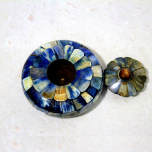Handcrafted <b>Blue</b> Bone Inlay Tobacco <b>Storage</b> <b>Box</b> Decorative Bone Inlay Jar Luxury Home Decor Container - Product Image 1