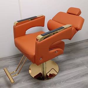 Salon Chair and <b>Mirror</b> Set / Barber Shop Chair Hair Salon / Black and Gold Salon Chairs - Product Image 3
