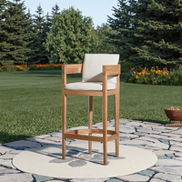Chaise de bar en teck massif avec dossier incurvé et assise confortable pour patio extérieur de luxe
