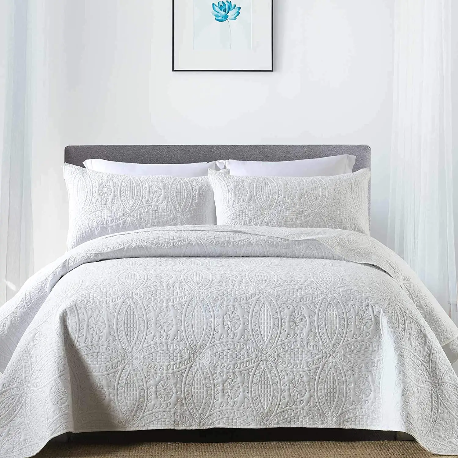 Chất lượng cao giải phóng mặt bằng thêu bedspread bedding Set chắp vá Quilt 3 miếng Set King size Queen size Luxury bedding Set