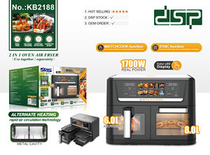 فرن كهربائي احترافي 2 في 1 بقوة 1700 واط مع تقنية DSP، سعة 10.1-20 لتر، مقلاة هوائية بدون زيت مع تحكم رقمي وشاشة LED ملونة - Product Image 2