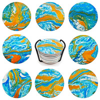 Sous-verres en céramique imprimés, écologiques, nouveauté, marque ODM, cadeau de Noël personnalisé, lot de 4 pièces, absorbant l'eau, pour tasses (diamètre > 600 mm)