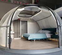 Dôme en verre de luxe pour glamping en plein air de haute qualité 2025, tente préfabriquée, mini-maison pour complexe hôtelier, 9m 7m 8m, tissu PC