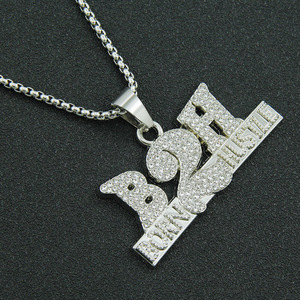 New Hot Selling Hiphop Style Alloy <b>Letter</b> Pendant Necklace Handmade Popular <b>Box</b> Chain Men's Necklaces Trendy Jewelry Wholesale - Product Image 2