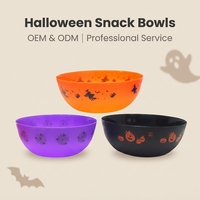 Bol de service réutilisable en plastique pour Halloween, bac à bonbons, seau à snacks, vaisselle de fête, godet à popcorn, récipient pour friandises, décoration