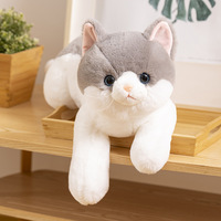 Peluches de chat accroupis chat en peluche pelucheux chat en peluche jouets gris noir chaton en peluche