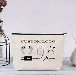 Wholesale Custom Design Eco Friendly Canvas Fashion Letter Pattern <b>Makeup</b> <b>Bag</b> with Zipper <b>Large</b> Capacity and Custom Logo - Product Image 4