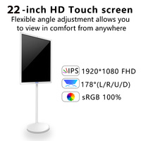 VSTI Mini TV LED Portátil de 22 Pulgadas, Android, Blanco, Full HD, Inalámbrico, con Batería, Pantalla Táctil, Logotipo Personalizado, MTK G36/A53x8 Núcleos, 128G