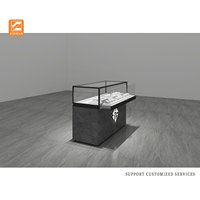 Vitrine de magasin de bijoux en marbre gris de luxe vitrine en verre de conception personnalisée pour collier boucles d'oreilles kiosque lumière LED