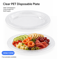 Assiette ronde jetable transparente en PET de 6/9 pouces, plateau en plastique transparent pour gâteaux et salades, idéal pour les mariages, les banquets et les événements traiteur