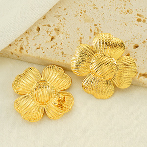 Zogxin Flower <b>Stud</b> Earrings 18K Gold Plated <b>Titanium</b> Steel For Women Everyday Wear - Product Image 2