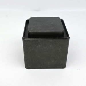 Boîte de rangement en métal carrée noire vintage vide en gros pour thé, snacks et aliments - Product Image 4