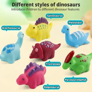 Jouets de bain lumineux pour bébés et tout-petits, animaux en caoutchouc souple flottants, 6 pièces, dinosaures, jouets de bain lumineux - Product Image 5
