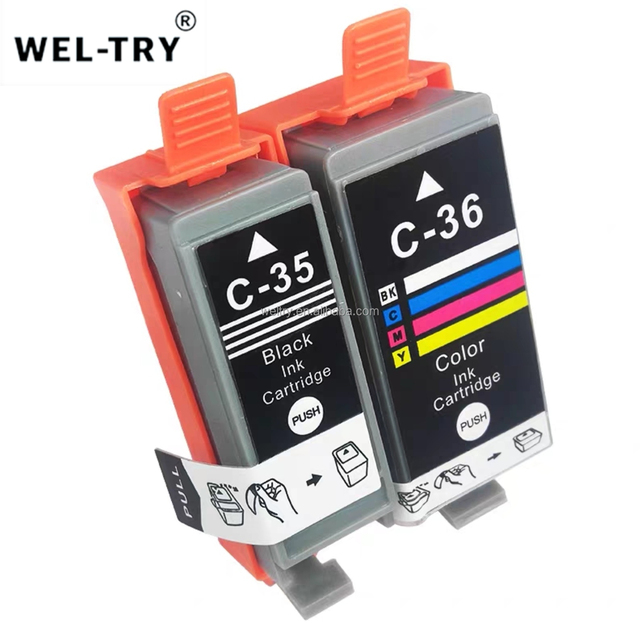 WEL-TRY PGI-35BK Black CLI-36C Color Ink Cartridges Compatible with Canon Portable Printers IP100 IP110 Mini260 IP100B TR150