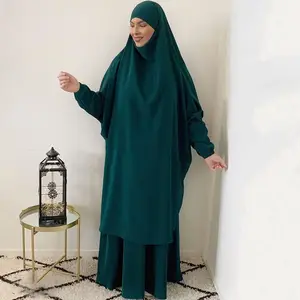 Wholesale Nida With Niqab Strings Modest Khimar Hijab Abaya Muslim Islamic Clothing Two Piece Skirt and Top Prayer Abaya Jilbab