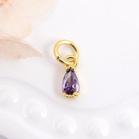 Aksesoris DIY HD300 Set Mikro Kuningan Zirkon Warna-warni Liontin Mini Bentuk Tetesan Air Emas Trendi untuk Pembuatan Gelang Kalung Anting