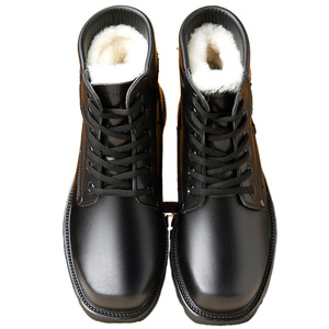 รองเท้าบูทหิมะฤดูหนาวสำหรับผู้ชายบุขนสัตว์หนาอุ่นสบายส้นกลางแบบมาร์ตินสำหรับกิจกรรมกลางแจ้งสีพื้นผูกเชือกด้านหน้าสำหรับผู้ใหญ่ - Product Image 2