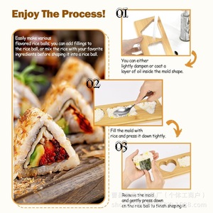 Wooden Onigiri <b>Mold</b> Set Heart Rectangular Triangular Rice Ball Maker For Bento Sushi Tools - Product Image 4