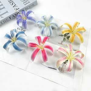 Tête de fleur de lys artificielle 10 cm en soie, kit de matériel pour décoration de mariage et épingles à cheveux DIY - Product Image 2