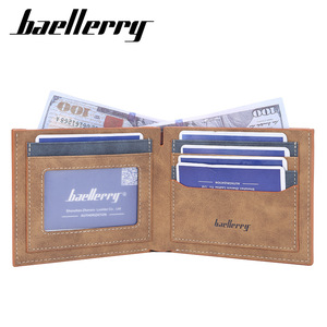 Portefeuille court pour homme Baellerry, ultra fin, horizontal, avec plusieurs emplacements pour cartes, en cuir marron, pour un usage quotidien - Product Image 2
