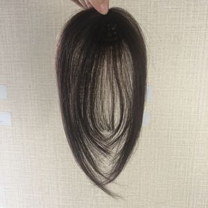 SS LONGFORヘアバングダークブラウンカラー2 # クリップイントッパー、フリンジ付き女性用人毛8インチ3x4ヘアエクステンション3Dバング - Product Image 3