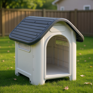 Casa para Perros de Plástico Gris de 23.2x29.5x26 Pulgadas, Muebles para Mascotas de Exterior, para Razas Medianas, para Todas las Estaciones, Estilo Moderno - Product Image 2