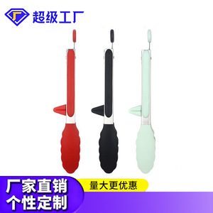Silicone Steak Tongs Stainless Steel Red Food Grade <b>BBQ</b> Flipping Tool - Product Image 5