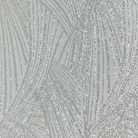Nouvelle Arrivée Tissu en Dentelle Brodé Perlé 100% Polyester, Maille Filet Respirante Antistatique 520gsm pour Robes et Sacs