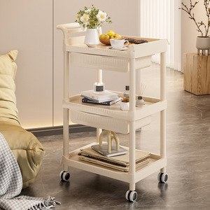 Chariot de rangement roulant blanc en promotion avec étagères et roues pour salle de bain, cuisine et salons de beauté - Product Image 2