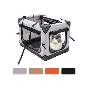 Cage de transport pliable pour animaux de compagnie, approuvée par les compagnies aériennes, personnalisable, en tissu Oxford respirant et maille, pour chat et chien. - Product Image 6