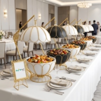 FANITF Chauffe-plat en acier inoxydable avec couvercle suspendu 8L, chauffage continu à l'alcool, options multicolores pour banquets hôteliers