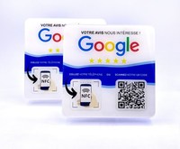 Plaque NFC RFID PVC 13,56 MHz personnalisée avec code QR pour avis Google et réseaux sociaux, étanche, pour contrôle d'accès et paiement