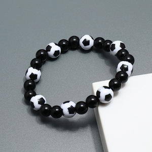 Pulseras de fútbol Pulsera de fútbol con abalorio ajustable Pulseras de cordón tejido deportivo para jugador de fútbol - Product Image 5