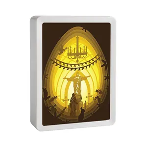 New Products Wholesale Easter Gift Jesus Wall Picture Plastic Led Lighted Shadow Box Picture Frame