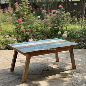 La table basse CT Angso présente un design antique en bois durable avec des accents multicolores vibrants dans une conception spacieuse de 100x60x45 CM. - Product Image 5