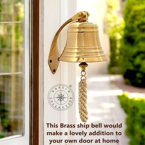 ALFA NAUTICAL Polished Brass Bell Marine Nautical Coastal Design Metal Handicraft <b>Wall</b> Mounted Hanging Ship Bell Indoor Outdoor - Product Image 3