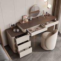 Meuble de chambre à coucher, table de toilette avec miroir LED pour femme, table de toilette moderne minimaliste de luxe